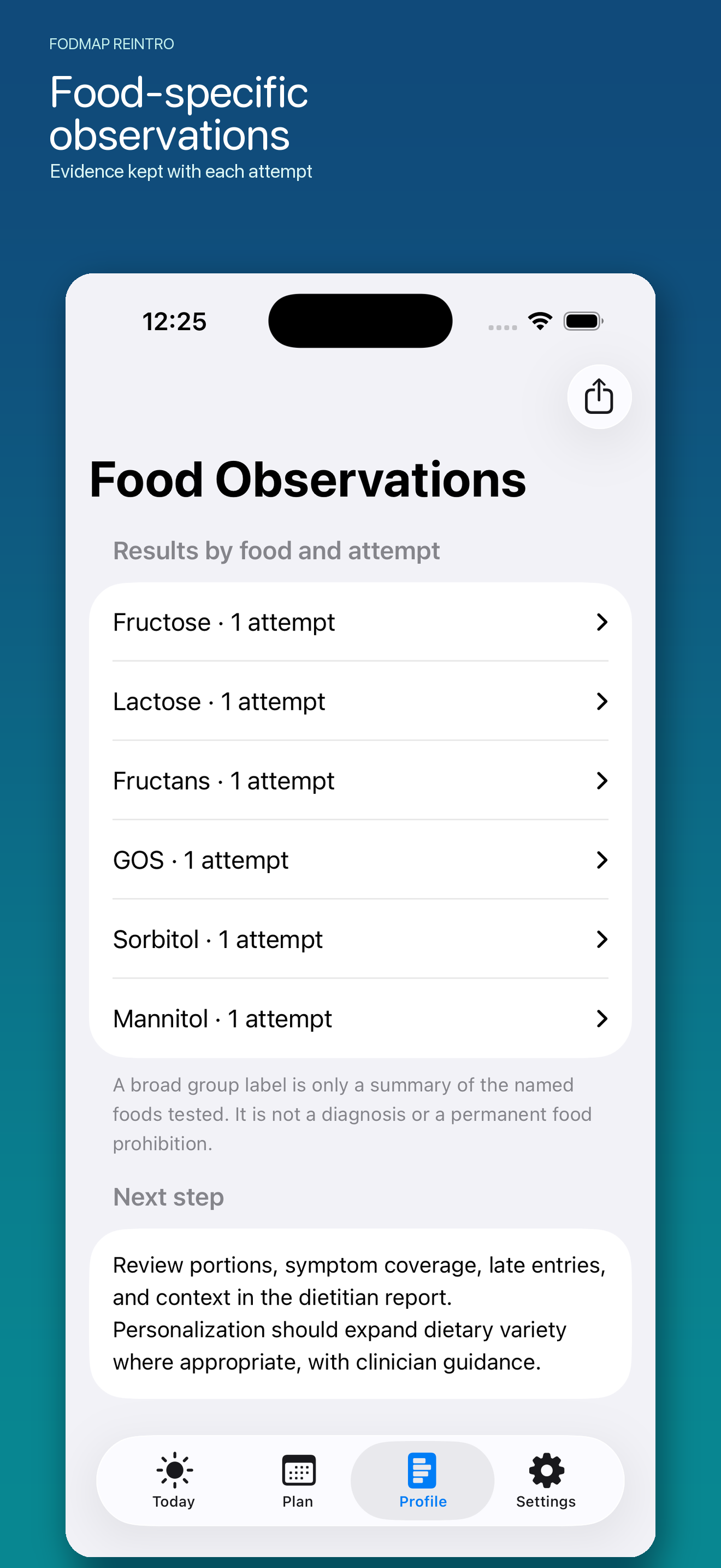 Food-specific observations grouped by attempt